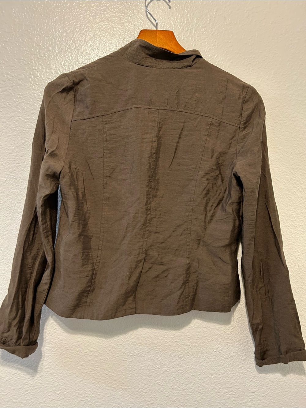 Free People Olive  Cropped Ruffle-Front Blazer - Picture 6 of 7